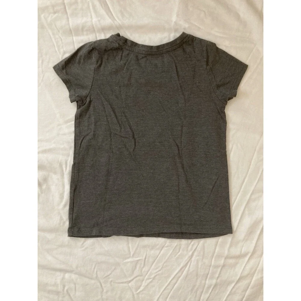 5T Cat & Jack girls clothes - 1 piece T shirt | solid grey, text & sister theme